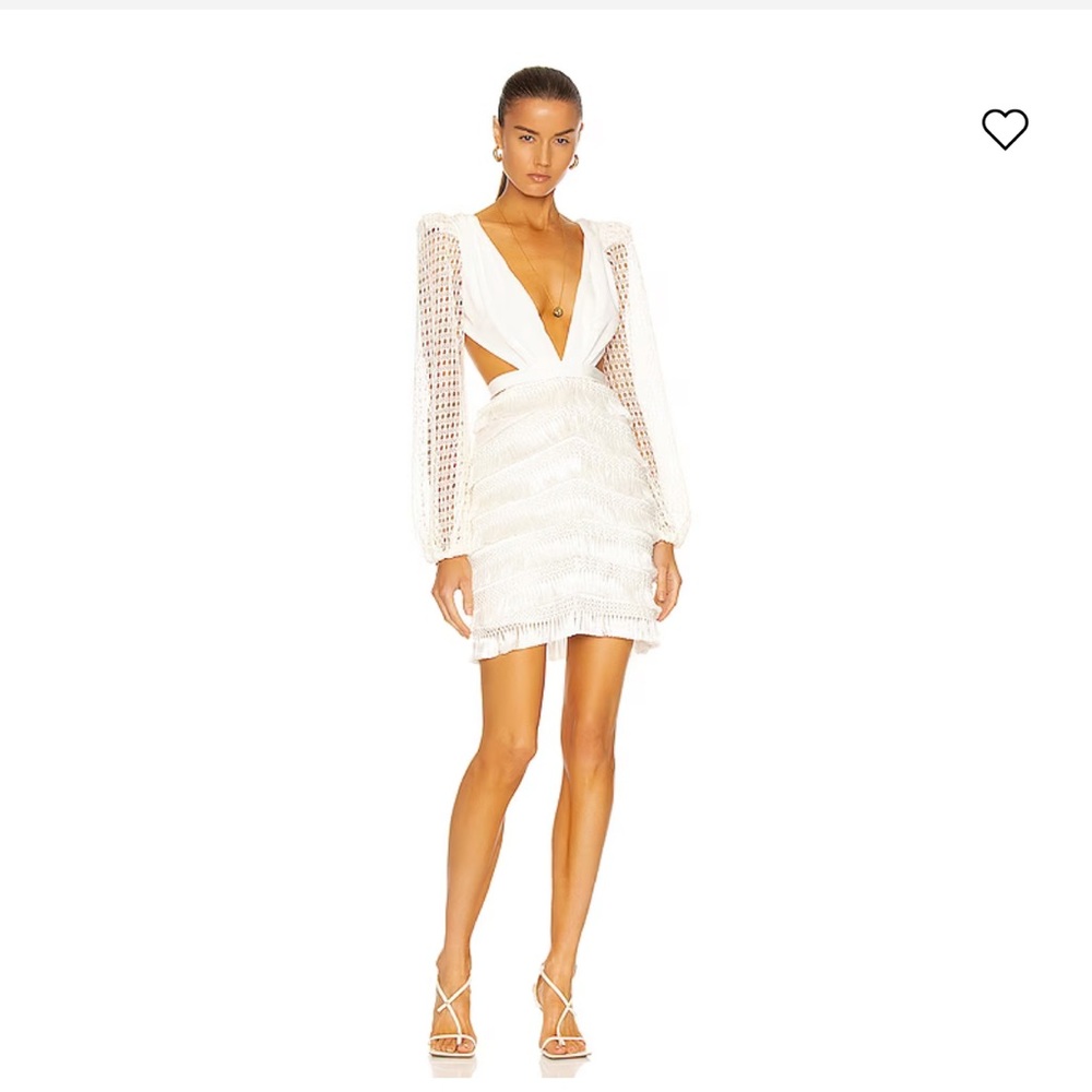 PatBo Women's Cut-Out Fringe Mini Dress Ivory White Size 2